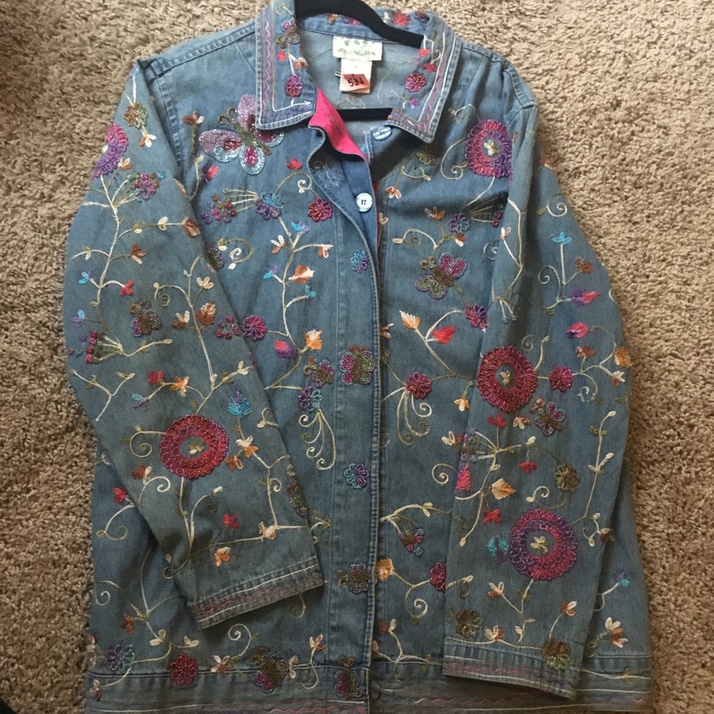 The Quacker Factory Medium Beaded Denim Shirt